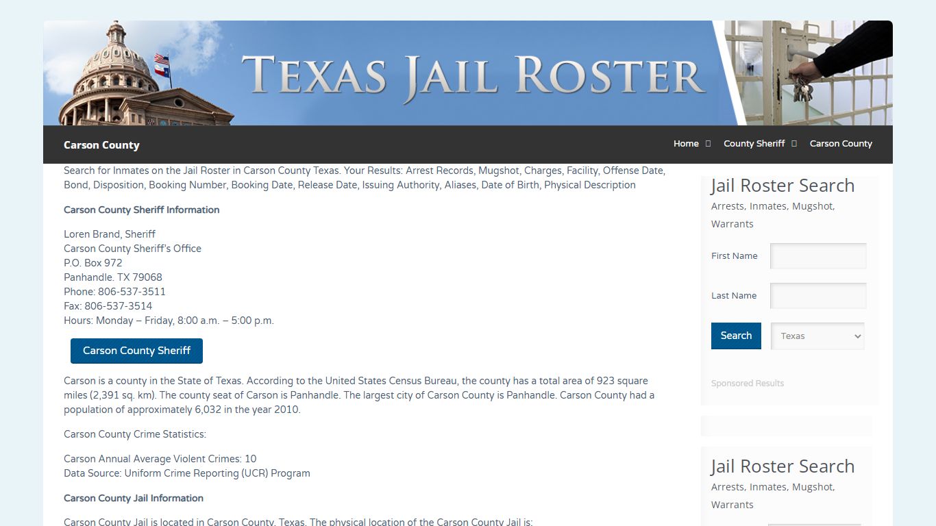 Carson County | Jail Roster Search