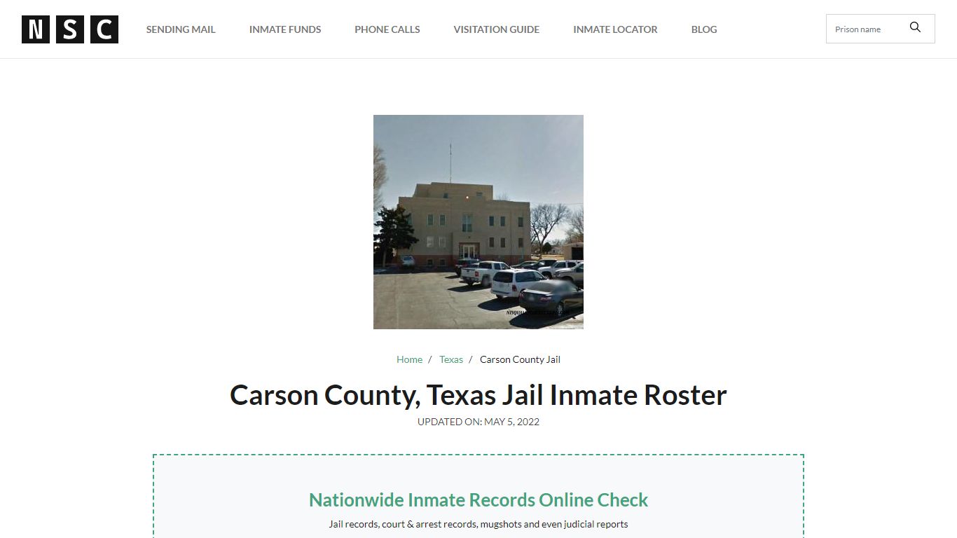 Carson County, Texas Jail Inmate Roster